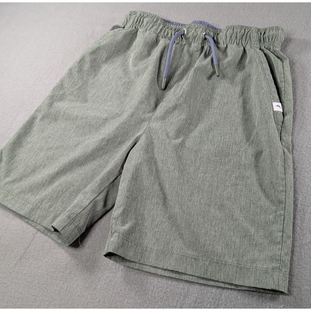 Tommy Bahama Boys Large 10/12 Active Shorts Green Heather Stretch Elastic Waist